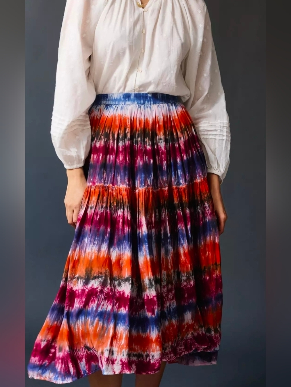 Anthropologie Osaka NORBLACK NORWHITE Tie-Dye Midi Skirt M